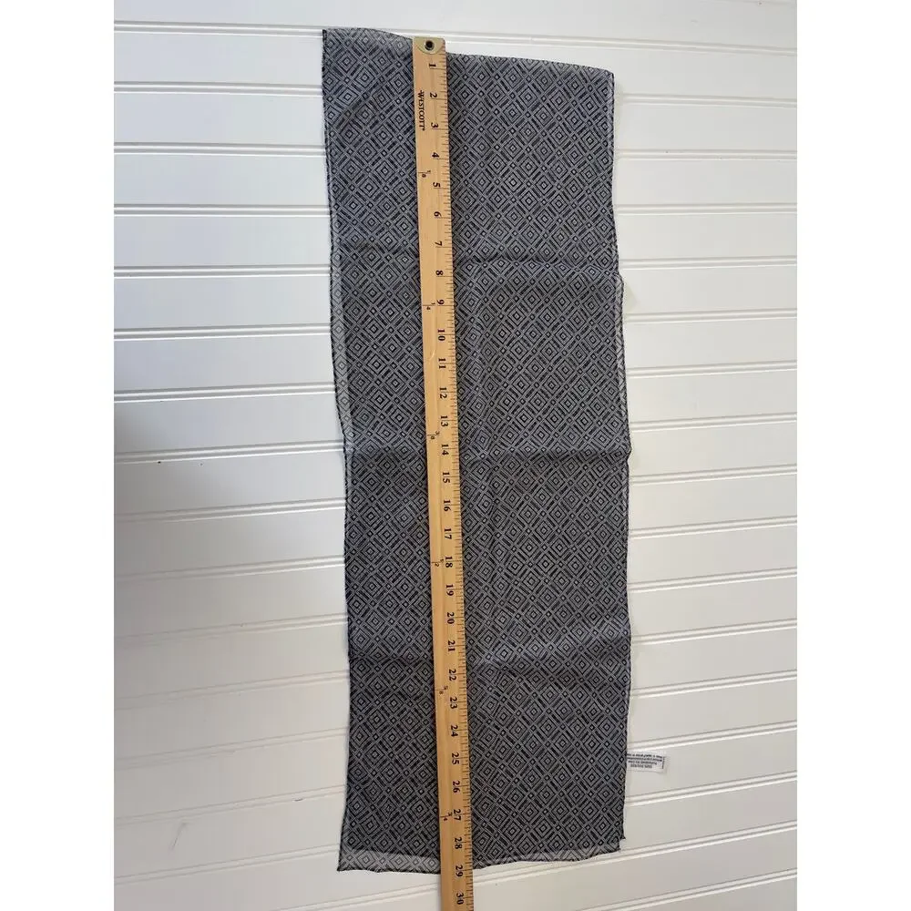 Vintage Talbots Navy Blue Geometric Squares 100% Silk Oblong‎ Scarf